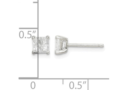 Sterling silver cubic zirconia cross stud earrings, further view