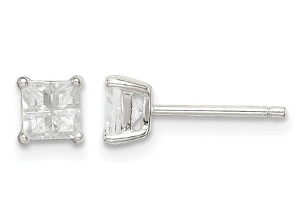 Sterling silver cubic zirconia cross stud earrings
