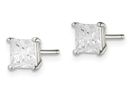 Sterling silver cubic zirconia cross stud earrings, alternate view