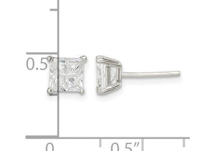 Sterling silver cubic zirconia cross stud earrings, further view