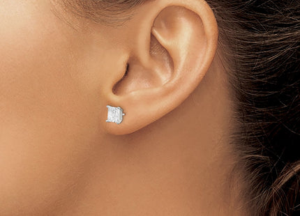 Sterling silver cubic zirconia cross stud earrings, another view