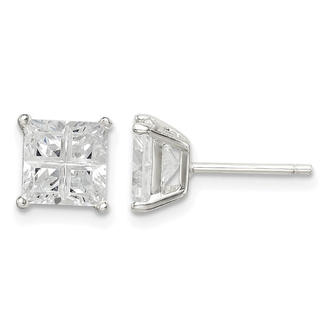 Sterling silver cubic zirconia cross stud earrings