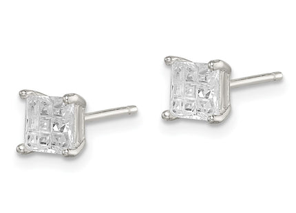 Sterling silver cubic zirconia stud earrings, alternate view