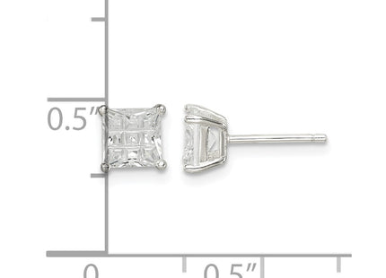Sterling silver cubic zirconia stud earrings, further view