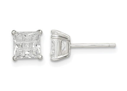 Sterling silver cubic zirconia stud earrings