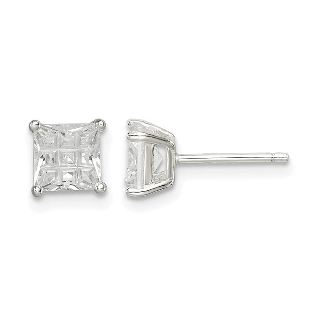 Sterling silver cubic zirconia stud earrings