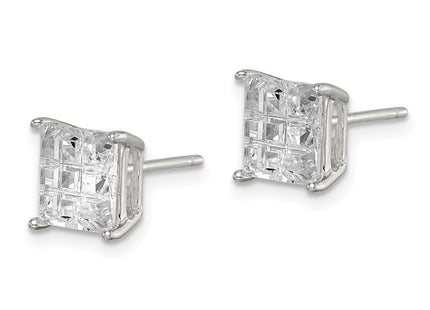 Sterling silver cubic zirconia stud earrings, alternate view