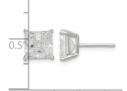 Sterling silver cubic zirconia stud earrings, further view
