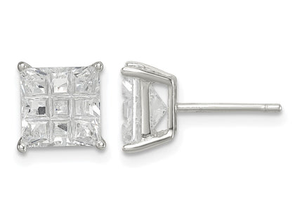 Sterling silver cubic zirconia stud earrings