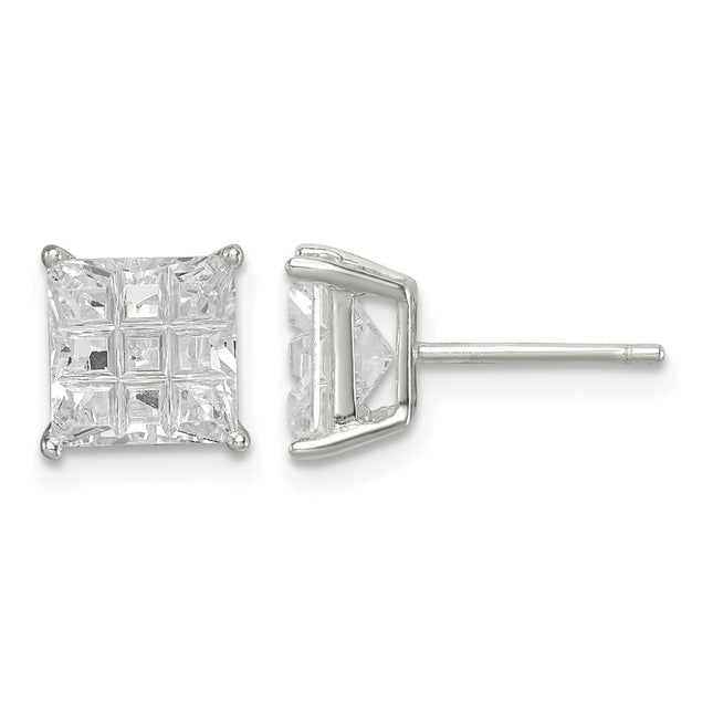 Sterling silver cubic zirconia stud earrings