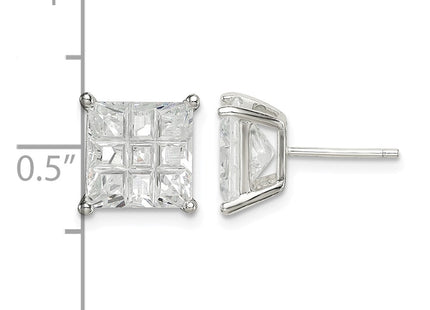 Sterling silver cubic zirconia stud earrings, further view