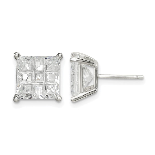 Sterling silver cubic zirconia stud earrings