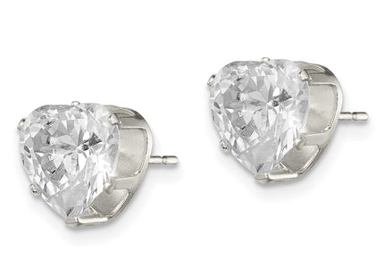 Sterling silver cubic zirconia heart stud earrings, alternate view
