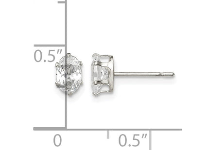 Sterling silver cubic zirconia oval stud earrings, further view