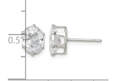 Sterling silver cubic zirconia oval stud earrings, further view