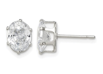 Sterling silver cubic zirconia oval stud earrings