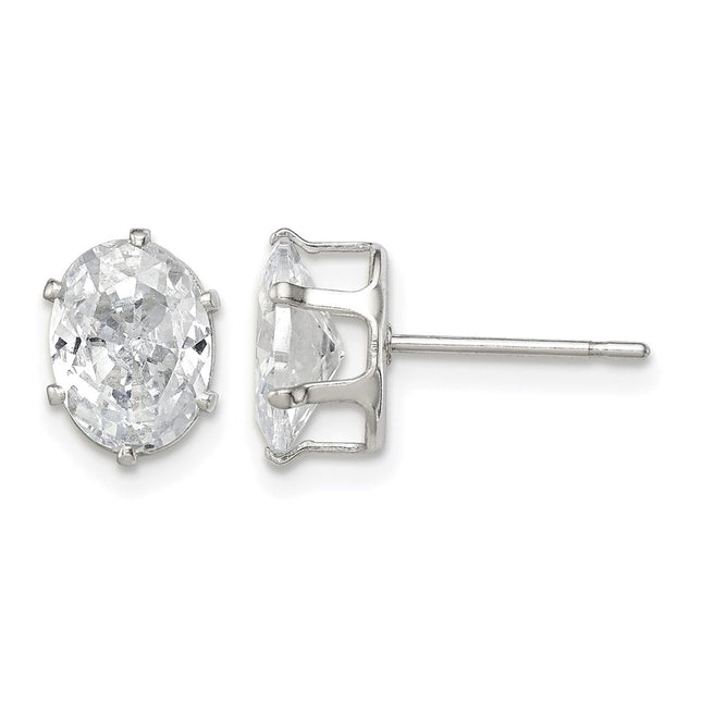 Sterling silver cubic zirconia oval stud earrings
