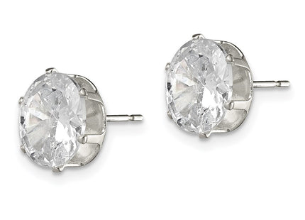Sterling silver cubic zirconia oval stud earrings, alternate view