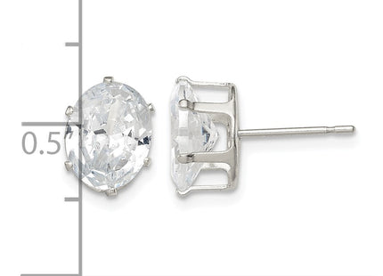 Sterling silver cubic zirconia oval stud earrings, further view
