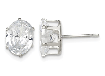 Sterling silver cubic zirconia oval stud earrings