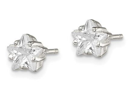 Sterling silver cubic zirconia star stud earrings, alternate view