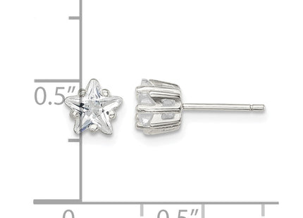 Sterling silver cubic zirconia star stud earrings, further view