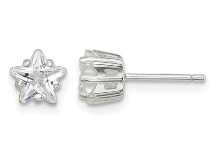 Sterling silver cubic zirconia star stud earrings