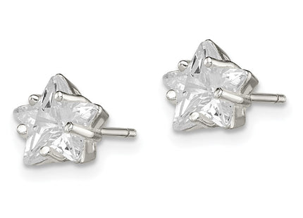 Sterling silver cubic zirconia star stud earrings, alternate view