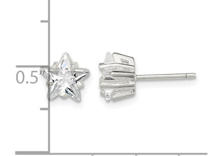 Sterling silver cubic zirconia star stud earrings, further view