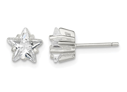 Sterling silver cubic zirconia star stud earrings