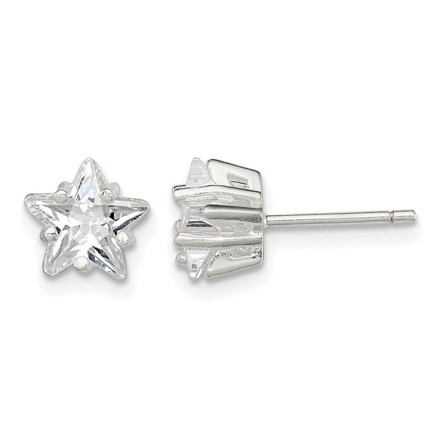 Sterling silver cubic zirconia star stud earrings