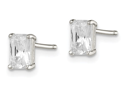 Sterling silver cubic zirconia stud earrings, alternate view