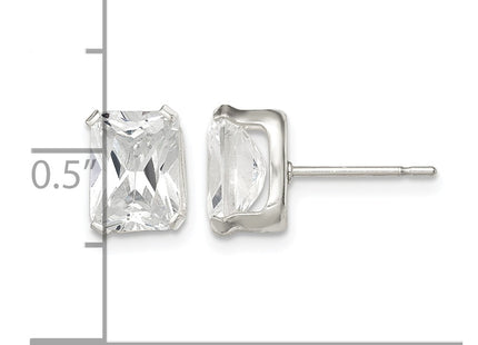 Sterling silver cubic zirconia stud earrings, further view