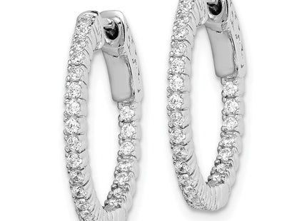 Sterling Shimmer Sterling Silver Rhodium-plated 50 Stone CZ In and Out Round Hinged Hoop Earrings (Style QE7560)