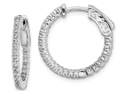 Sterling Shimmer Sterling Silver Rhodium-plated 50 Stone CZ In and Out Round Hinged Hoop Earrings (Style QE7560)
