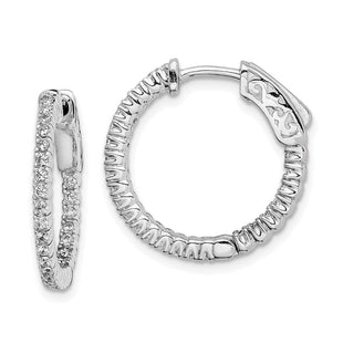 Sterling Shimmer Sterling Silver Rhodium-plated 50 Stone CZ In and Out Round Hinged Hoop Earrings (Style QE7560)