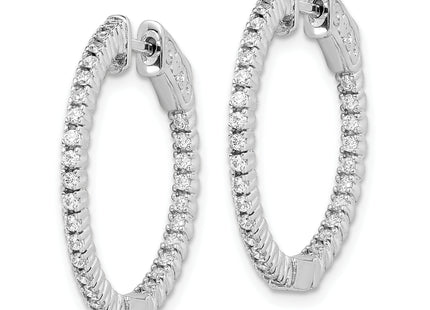 Sterling Shimmer Sterling Silver Rhodium-plated 60 Stone CZ In and Out Round Hinged Hoop Earrings, 23 x 23.5mm