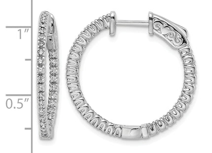Sterling Shimmer Sterling Silver Rhodium-plated 60 Stone CZ In and Out Round Hinged Hoop Earrings, 23 x 23.5mm