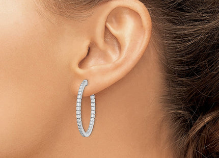 Sterling silver cubic zirconia hoop earrings, another view