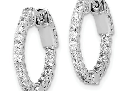 Sterling Shimmer Sterling Silver Rhodium-plated 32 Stone CZ In and Out Round Hinged Hoop Earrings