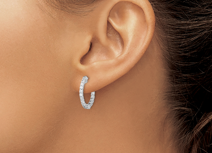 Sterling Shimmer Sterling Silver Rhodium-plated 32 Stone CZ In and Out Round Hinged Hoop Earrings