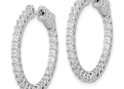Sterling Shimmer Sterling Silver Rhodium-plated 52 Stone CZ In and Out Round Hinged Hoop Earrings