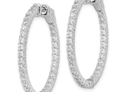 Sterling Shimmer Sterling Silver Rhodium-plated 66 Stone CZ In and Out Round Hinged Hoop Earrings, 31 x 30mm