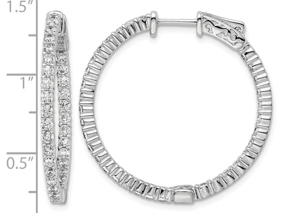 Sterling Shimmer Sterling Silver Rhodium-plated 66 Stone CZ In and Out Round Hinged Hoop Earrings, 31 x 30mm