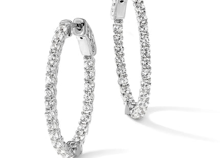 Sterling Shimmer Black Rhodium-plated 46 Stone CZ In and Out Oval Hinged Hoop Earrings