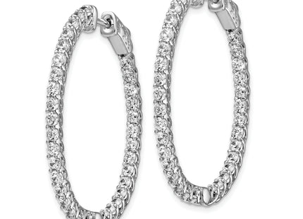 Sterling Shimmer Sterling Silver Rhodium-plated 66 Stone CZ In and Out Oval Hinged Hoop Earrings, 37.4 x 31.7mm
