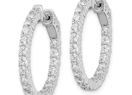 Sterling Shimmer Sterling Silver Rhodium-plated 40 Stone CZ In and Out Round Hinged Hoop Earrings