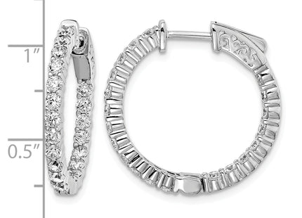 Sterling Shimmer Sterling Silver Rhodium-plated 40 Stone CZ In and Out Round Hinged Hoop Earrings