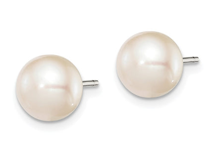 Sterling silver pearl earrings, alternate view