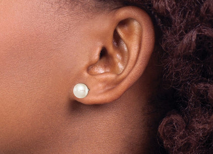 Sterling silver pearl earrings, another view